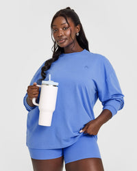 Classic Oversized Lightweight Long Sleeve Top | Glaucous Blue