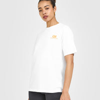 Classic Oversized Lightweight T-Shirt with Printed Graphic | White