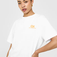 Classic Oversized Lightweight T-Shirt with Printed Graphic | White