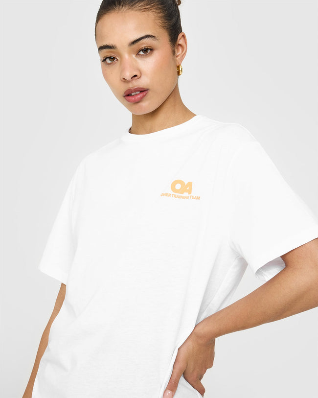 Classic Oversized Lightweight T-Shirt with Printed Graphic | White