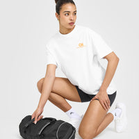 Classic Oversized Lightweight T-Shirt with Printed Graphic | White