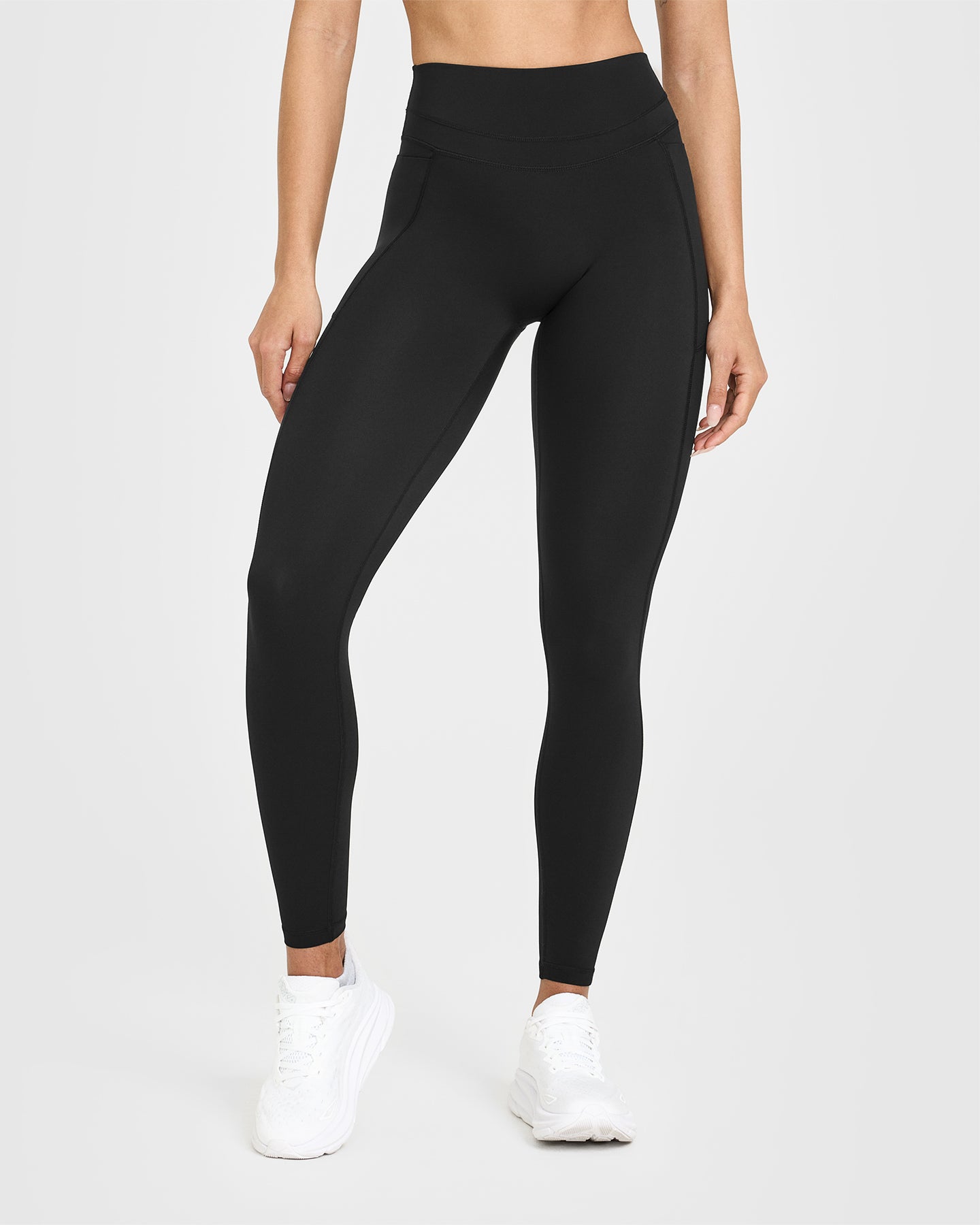 UnifiedMove™ High Waisted Pocket Leggings White Logo | Black