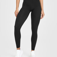 UnifiedMove™ High Waisted Pocket Leggings White Logo | Black