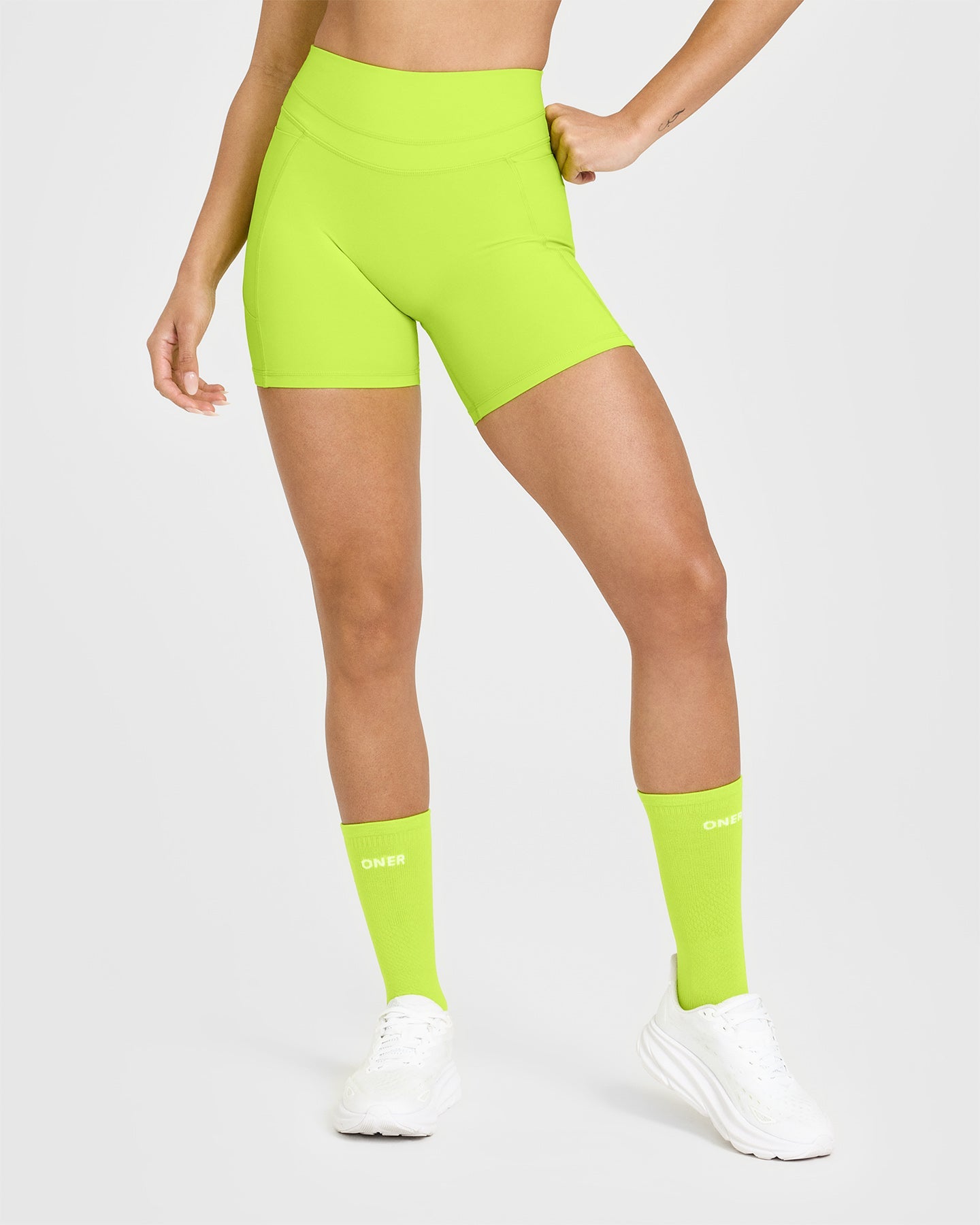 UnifiedMove™ High Waisted Pocket Shorts 6" | Charged Lime Green