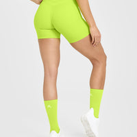 Unified High Waisted Pocket Shorts 6" | Charged Lime Green
