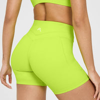 Unified High Waisted Pocket Shorts 6" | Charged Lime Green