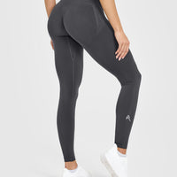 EffortlessLift™ Seamless Leggings with White Logo | Coal
