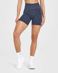 EffortlessLift™ Seamless Shorts with White Logo | True Blue