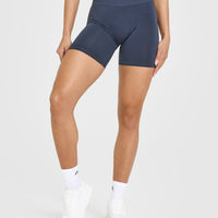 EffortlessLift™ Seamless Shorts with White Logo | True Blue
