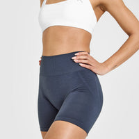 EffortlessLift™ Seamless Shorts with White Logo | True Blue