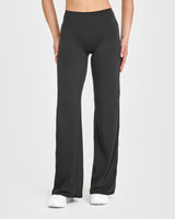 SoftMotion™ Straight Leg Bottoms with White Logo | Soft Black