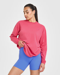 Classic Oversized Lightweight Long Sleeve Top | Velvet Pink