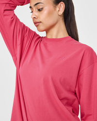 Classic Oversized Lightweight Long Sleeve Top | Velvet Pink