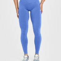 EffortlessLift™ Seamless Leggings with White Logo | Glaucous Blue