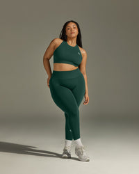 EffortlessLift™ Seamless Leggings with White Logo | Racing Green