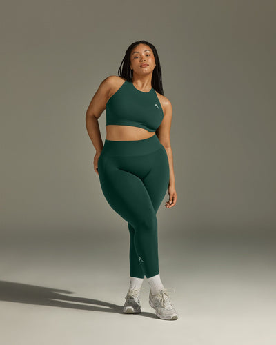 EffortlessLift™ Seamless Leggings with White Logo | Racing Green