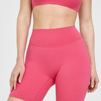 SoftMotion™ Cycling Shorts 8" with White Logo | Dark Velvet Pink