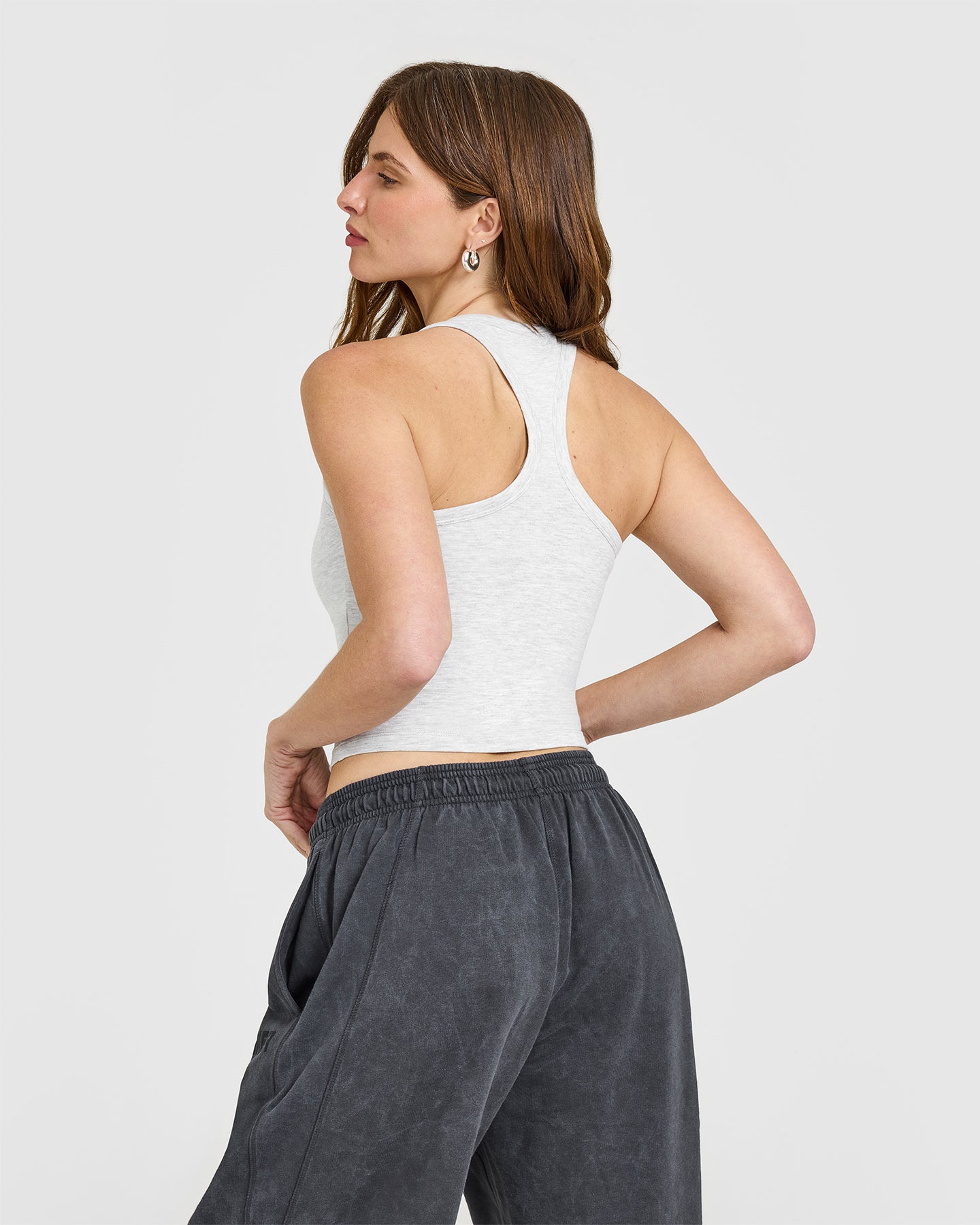 Cotton Fitted Mid Vest | Light Grey Marl