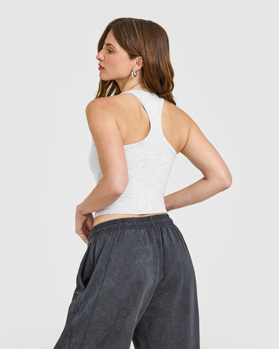 Cotton Fitted Mid Vest | Light Grey Marl