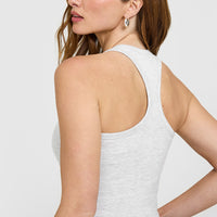 Cotton Fitted Mid Vest | Light Grey Marl