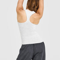 Cotton Fitted Vest | Light Grey Marl