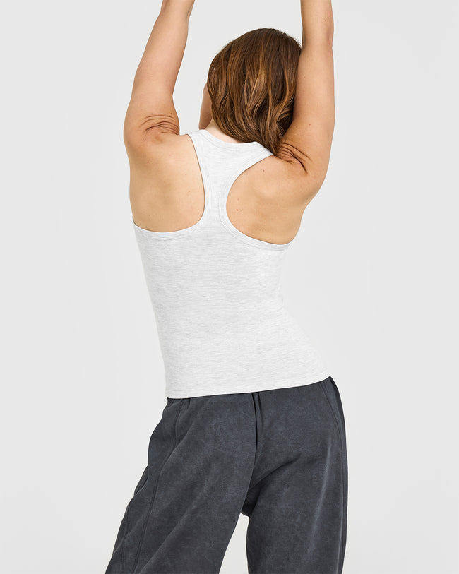 Cotton Fitted Vest | Light Grey Marl