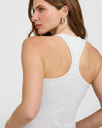 Cotton Fitted Vest | Light Grey Marl