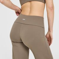SoftMotion™ Fold Over Straight Leg Bottoms with White Logo | Moss Brown
