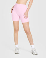 SoftMotion™ Shorts 6" with White Logo | Chalk Pink