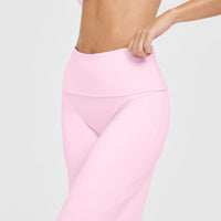 SoftMotion™ Fold Over Straight Leg Bottoms with White Logo | Chalk Pink