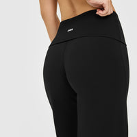 SoftMotion™ Fold Over Straight Leg Bottoms with White Logo | Black