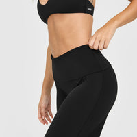 SoftMotion™ Fold Over Straight Leg Bottoms with White Logo | Black