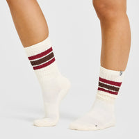 Stripe Slouchy Socks 3 Pack | Ruby Red/ Espresso Brown
