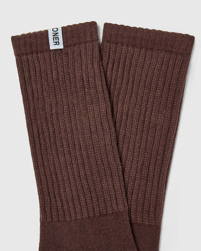 Stripe Slouchy Socks 3 Pack | Ruby Red/ Espresso Brown