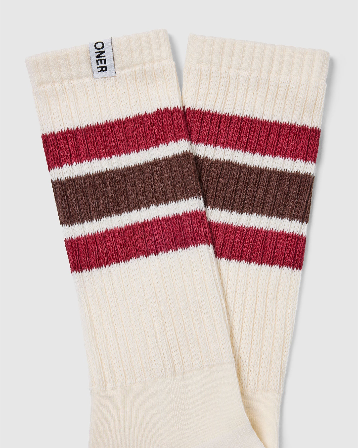 Stripe Slouchy Socks 3 Pack | Ruby Red/ Espresso Brown