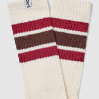 Stripe Slouchy Socks 3 Pack | Ruby Red/ Espresso Brown