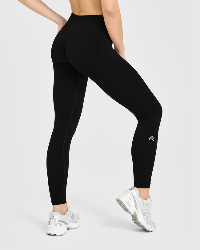 EnhanceLift™ Seamless Leggings with White Logo | Black