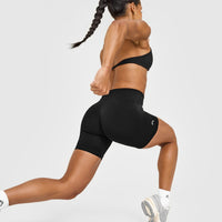 EnhanceLift™ Seamless Shorts with White Logo | Black