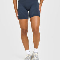 EnhanceLift™ Seamless Shorts with White Logo | True Blue