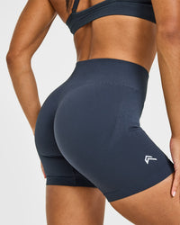 EnhanceLift™ Seamless Shorts with White Logo | True Blue