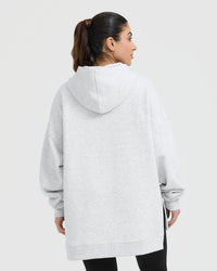 All Day Longline Hoodie | Light Grey Marl