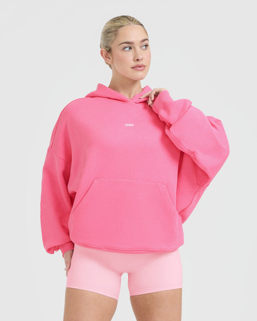 Oner Modal Raising the Bar Graphic Unisex Oversized Hoodie | Peony Pink