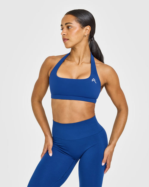 Oner Modal EasyLift™ Halter Bralette with White Logo | Vintage Navy