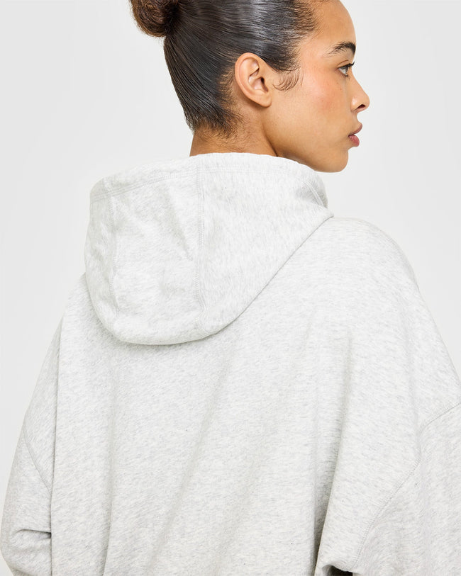 Raw Lounge Oversized Hoodie | Light Grey Marl