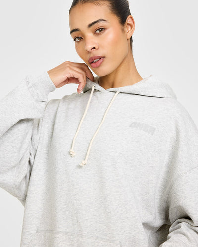 Raw Lounge Oversized Hoodie | Light Grey Marl