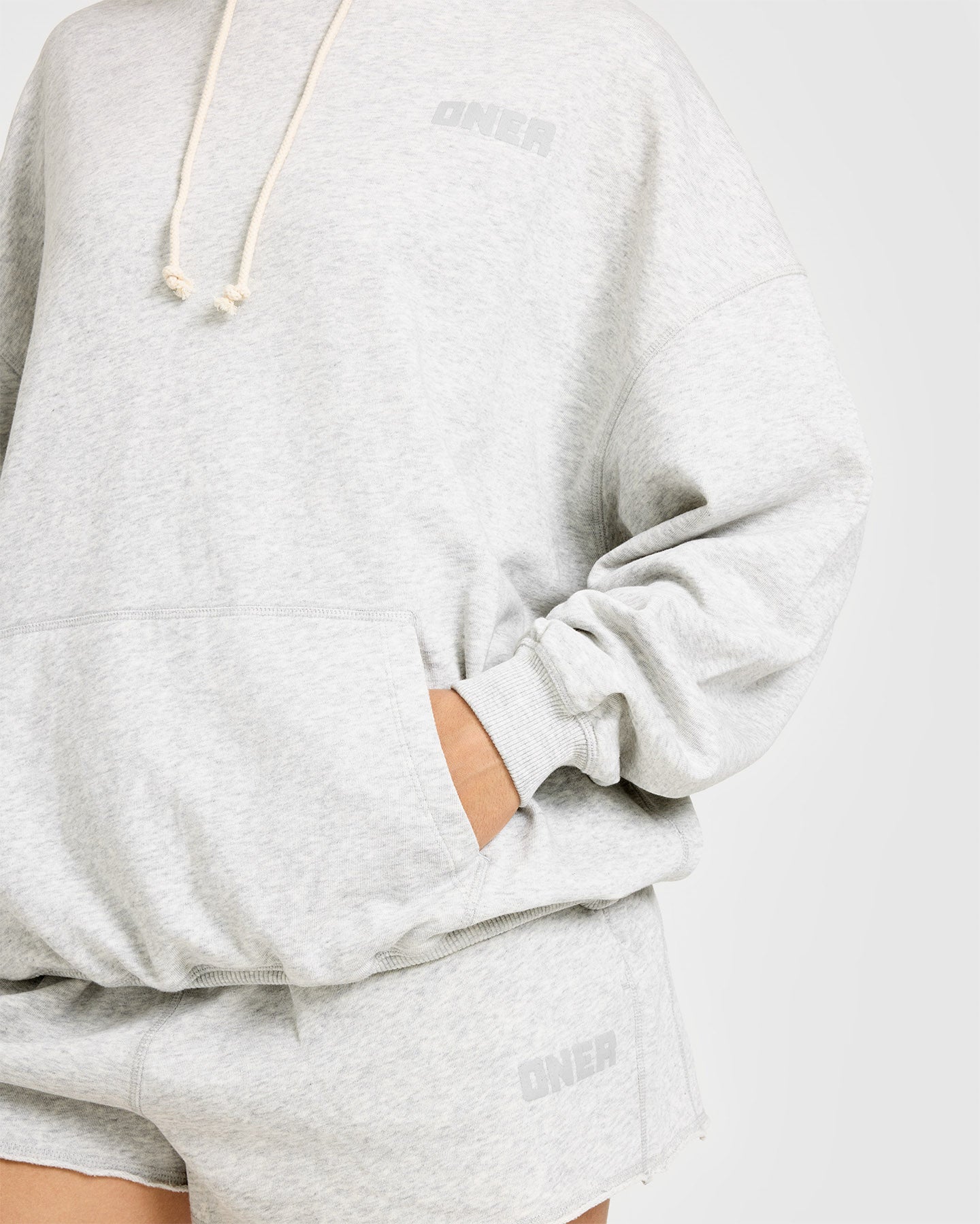 Raw Lounge Oversized Hoodie | Light Grey Marl
