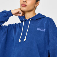 Raw Lounge Oversized Hoodie | Washed Vintage Navy