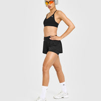 UnifiedMove™ Double Layer Shorts White Logo 5" | Black