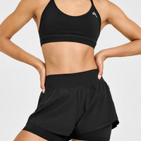 UnifiedMove™ Double Layer Shorts White Logo 5" | Black