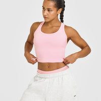 Cotton Fitted Mid Vest | Petal Pink